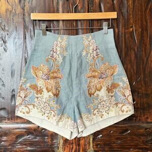 ALEMAIS Blythe Floral Linen Shorts NEW Resortwear High Waisted size 2